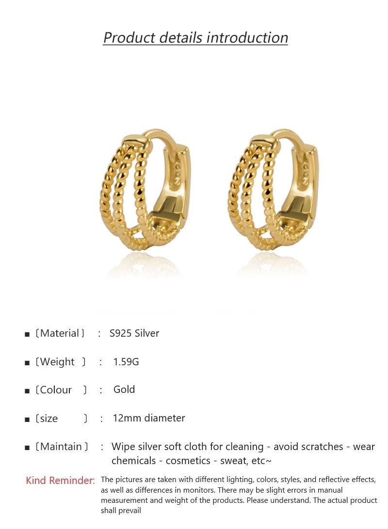 Y&D Three Layer Fried Dough Twists Line Earrings For Women Gold - Image 3