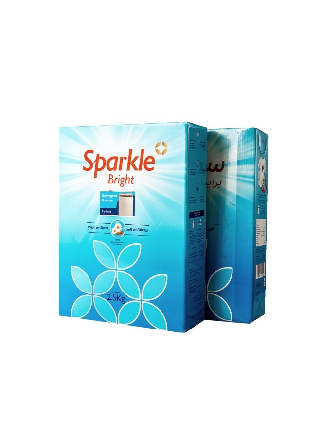 Sparkle Bright Laundry Detergent Powder- 2X2.5 Kg (Top Load), Removes Tough Stains In 1 Wash, Fast Dissolving Chlorine-free Formula, No Colour Transfer After Repeated Wash, Long-lasting Fragrance, For