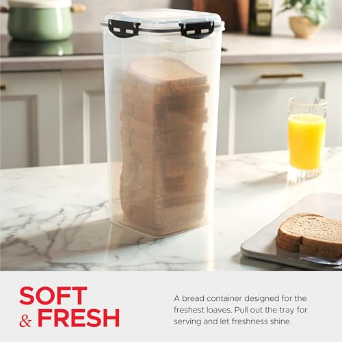 Tafura Bread Storage Container - 2 Pack BPA Free Plastic Bread Box with Ingeniously Tray - Airtight Container/Holder for Homemade Loaves and Baked Goods - Image 3