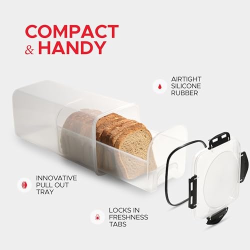 Tafura Bread Storage Container - 2 Pack BPA Free Plastic Bread Box with Ingeniously Tray - Airtight Container/Holder for Homemade Loaves and Baked Goods - Image 5