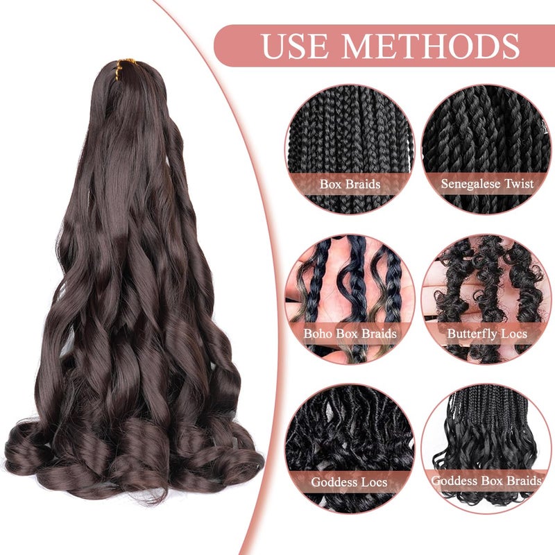Luoyudu French Curly Braiding Hair,#4 Brown Synthetic Bouncy Braiding Hair 75g/Pack Crochet Hair Extensions 24Inch 8Pack French Curl Braiding Hair Extensions - Image 4