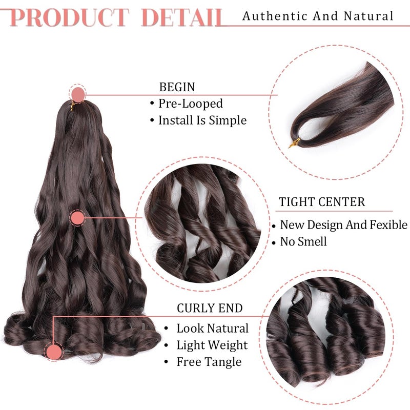 Luoyudu French Curly Braiding Hair,#4 Brown Synthetic Bouncy Braiding Hair 75g/Pack Crochet Hair Extensions 24Inch 8Pack French Curl Braiding Hair Extensions - Image 3