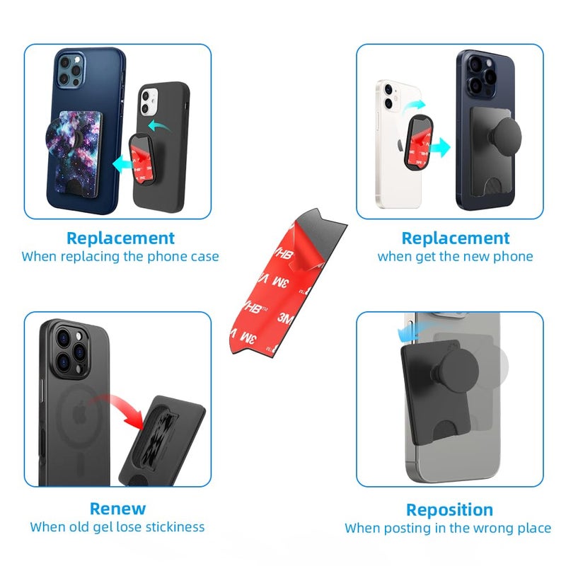 volport 10pcs Sticky Adhesive Replacement for Pops Wallet+ & Wallet Plus Base, Socket Wallet Case Back Sticker Pads, 3M VHB Double-Sided High Stickiness Strip Tapes Piece for Cell Phone Wallet Card Holder - Image 5