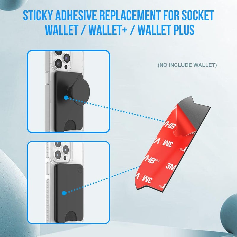 volport 10pcs Sticky Adhesive Replacement for Pops Wallet+ & Wallet Plus Base, Socket Wallet Case Back Sticker Pads, 3M VHB Double-Sided High Stickiness Strip Tapes Piece for Cell Phone Wallet Card Holder - Image 2