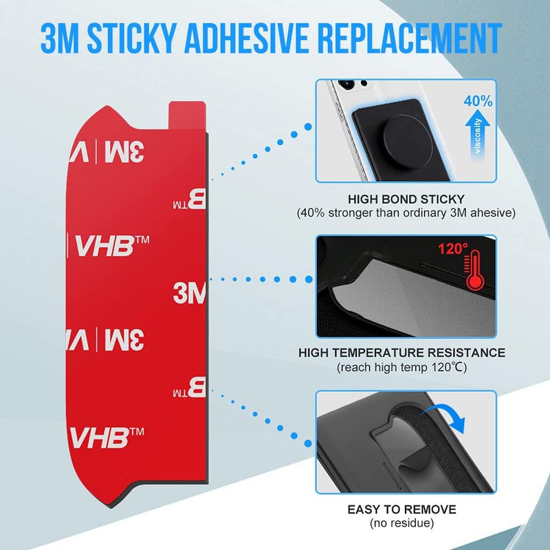 volport 10pcs Sticky Adhesive Replacement for Pops Wallet+ & Wallet Plus Base, Socket Wallet Case Back Sticker Pads, 3M VHB Double-Sided High Stickiness Strip Tapes Piece for Cell Phone Wallet Card Holder - Image 3