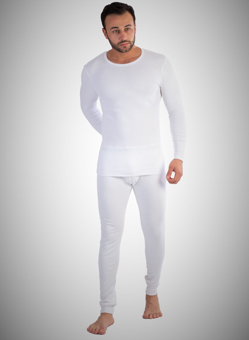 Jet Masters Men Underwear Thermal Set  Long Sleeves & Long Johns - White