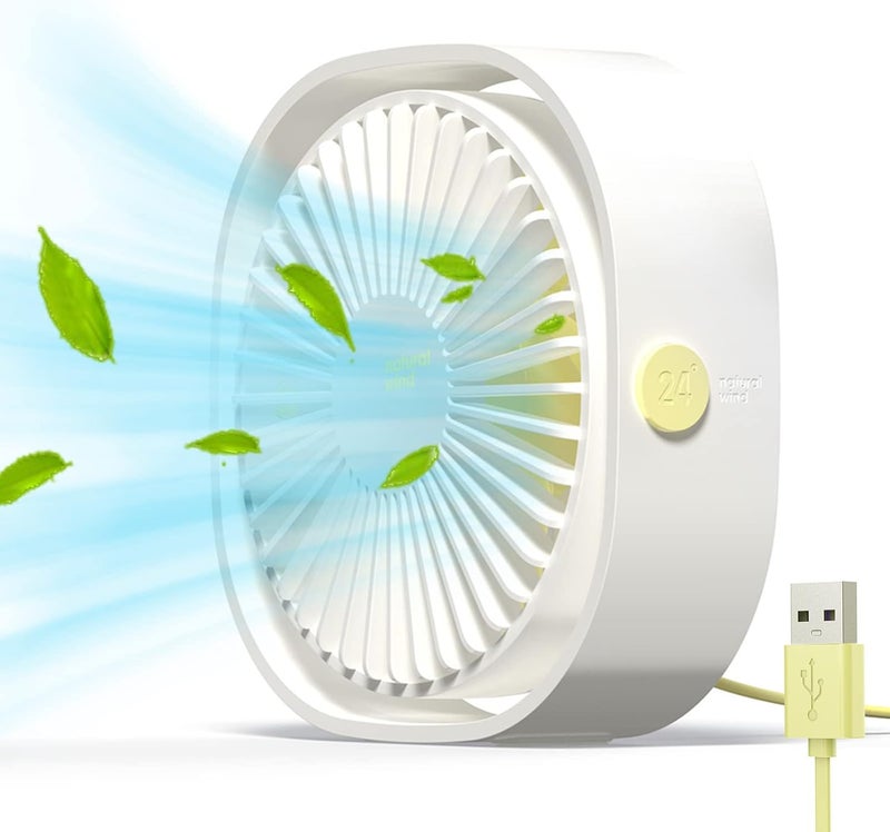 Simpeak Small USB Fan Small Quiet Portable USB Powered ONLY (No Battery), Cooling 3 Speed Setting 360° Adjustable Swivel Desktop Personal Fan for Home Office Bedroom Outdoor Travel Summer (White) - Image 1