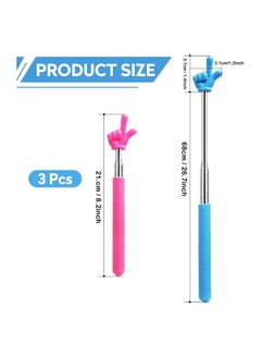 Generic 3Pcs Telescopic Teachers Pointer Extendable Hand Finger Pointer Stick Teaching Baton for School Mini Collapsible Stainless Steel Finger Reading Stick for Kids Students  - Image 3