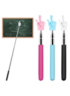 Generic 3Pcs Telescopic Teachers Pointer Extendable Hand Finger Pointer Stick Teaching Baton for School Mini Collapsible Stainless Steel Finger Reading Stick for Kids Students  - Image 1