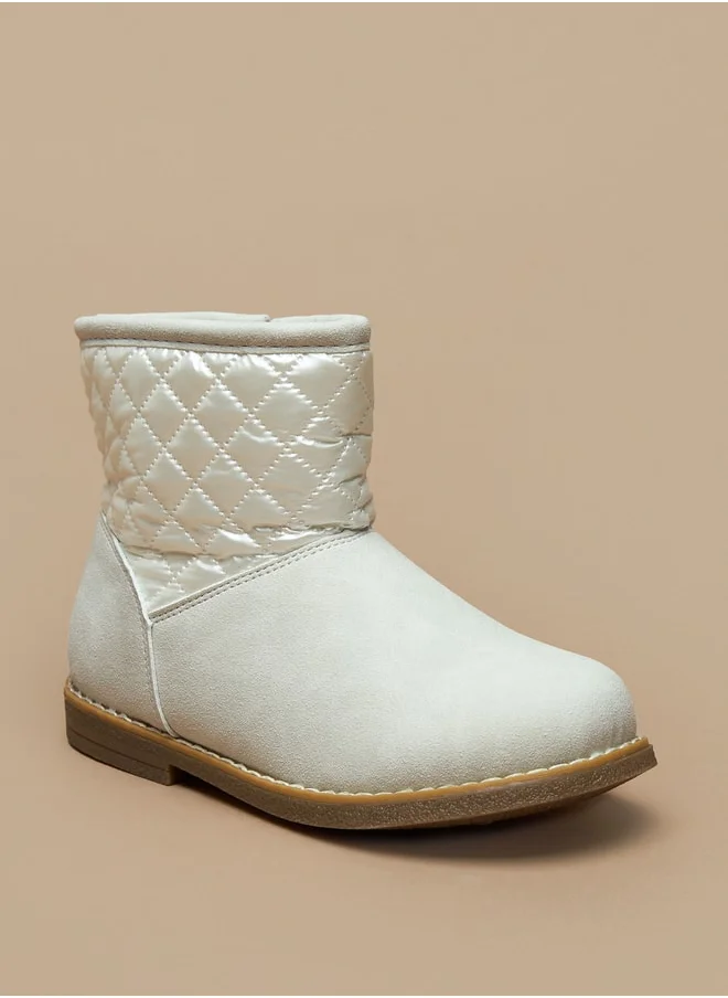 فلورا بيلا من شو إكسبرس Girls Quilted High Cut Boots with Zip Closure