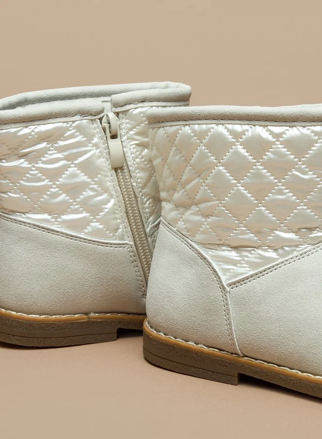 Flora Bella By Shoexpress Girls Quilted High Cut Boots with Zip Closure