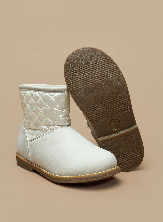 Flora Bella By Shoexpress Girls Quilted High Cut Boots with Zip Closure