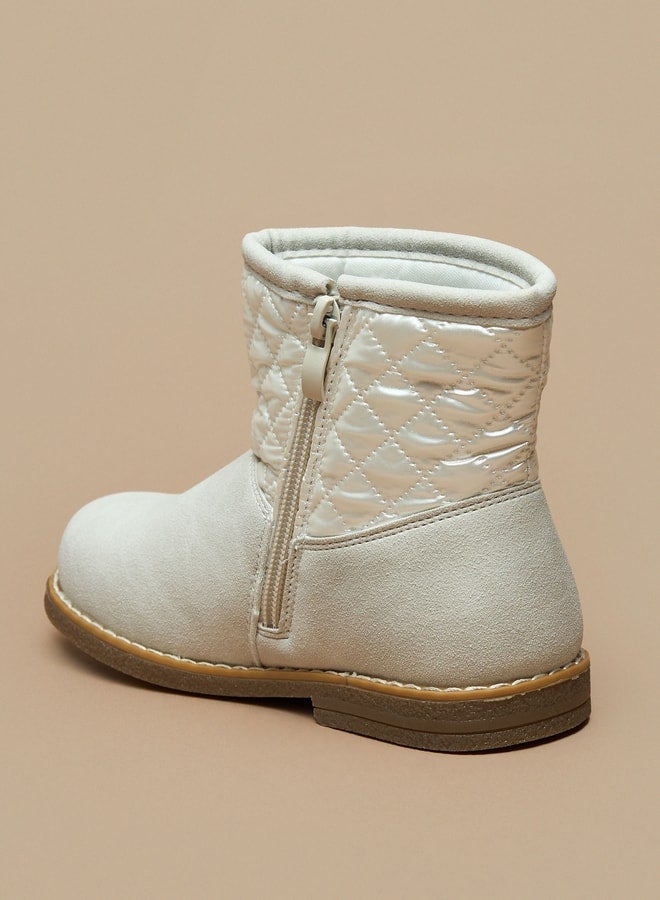 Flora Bella By Shoexpress Girls Quilted High Cut Boots with Zip Closure - Image 2