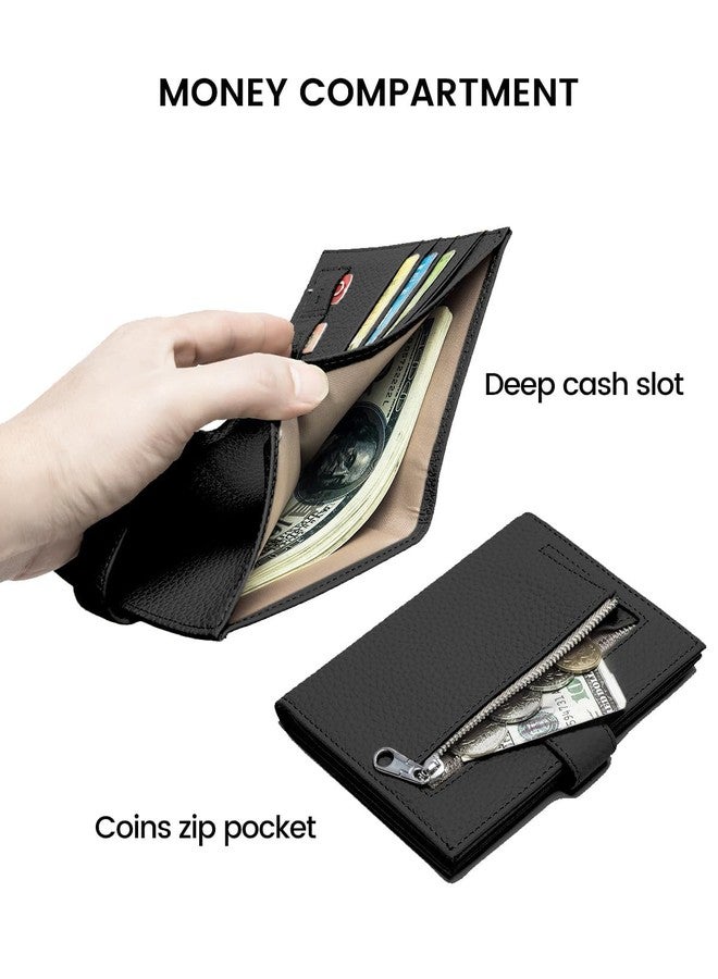 Karmiir RFID Passport Holder Travel Wallet for Women, Leather Passport Cover Wallet with Card Holders SIM Slots,Zippered Coins Pocket and Cash Slot Slim Compact Travel Wallet, Black, Fashion and - Image 3