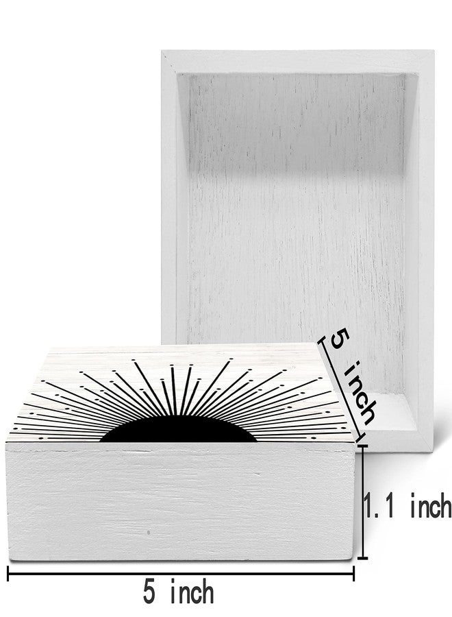 SRADMO Abstract Boho Black Sun Sunrise Sunset Sunshine Sunray Rustic Wood Box Sign Desk Decor，Boho Mid Century Modern Art Wooden Block Box Sign Decoration For Home Office Wall Shelf Table Decor - Image 2