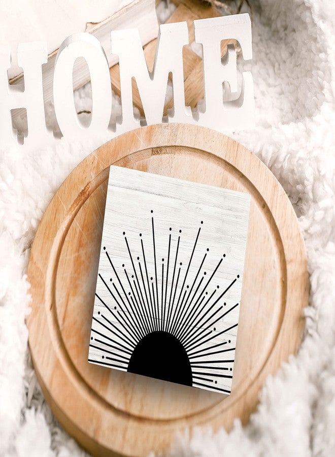 SRADMO Abstract Boho Black Sun Sunrise Sunset Sunshine Sunray Rustic Wood Box Sign Desk Decor，Boho Mid Century Modern Art Wooden Block Box Sign Decoration For Home Office Wall Shelf Table Decor - Image 5