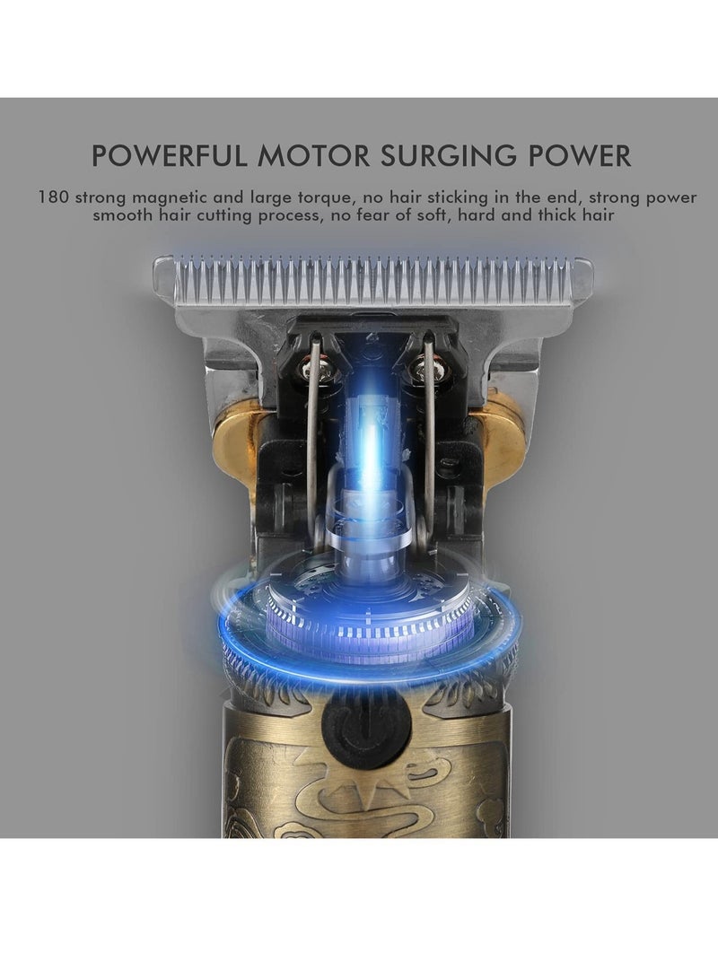 ELTRAZONE Upgraded Hair Trimmer Beard Clippers for Men Professional USB Electric Hair Clippers for Hair Cutting T Blade Gold Trimmers Pro Li Cordless Outliner Zero Gaped Rechargeable Retro Trimmer LED Display - Image 4