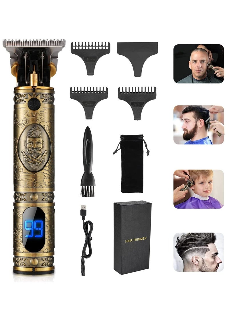 ELTRAZONE Upgraded Hair Trimmer Beard Clippers for Men Professional USB Electric Hair Clippers for Hair Cutting T Blade Gold Trimmers Pro Li Cordless Outliner Zero Gaped Rechargeable Retro Trimmer LED Display - Image 1