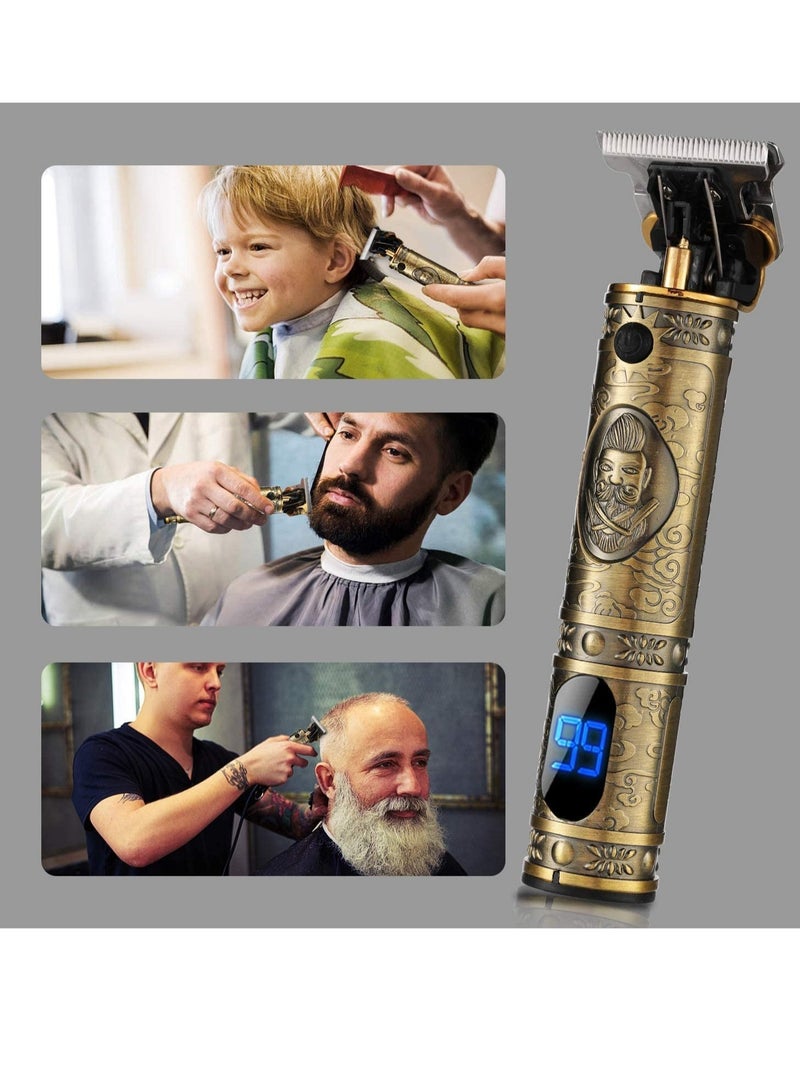 ELTRAZONE Upgraded Hair Trimmer Beard Clippers for Men Professional USB Electric Hair Clippers for Hair Cutting T Blade Gold Trimmers Pro Li Cordless Outliner Zero Gaped Rechargeable Retro Trimmer LED Display - Image 2