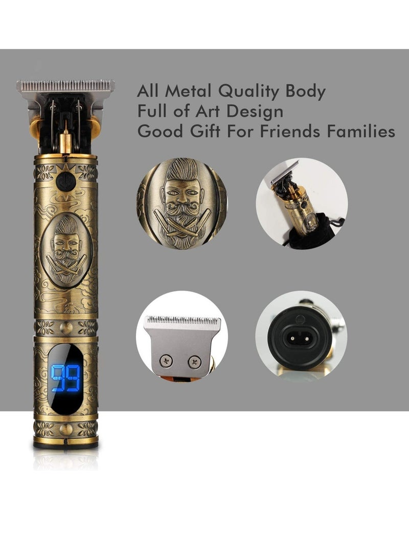 ELTRAZONE Upgraded Hair Trimmer Beard Clippers for Men Professional USB Electric Hair Clippers for Hair Cutting T Blade Gold Trimmers Pro Li Cordless Outliner Zero Gaped Rechargeable Retro Trimmer LED Display - Image 3