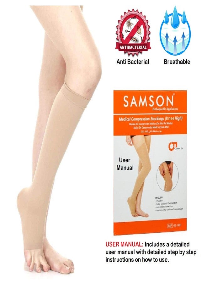 Samson Orthotics Samson Medical Compression Stockings (Class II) (Pair) - For Varicose Veins, Blood Pools, Congestion, Spider Veins, DVT, Lymphedema, (For RUNNING, SPORTS, FITNESS) (For Women & Men) [(Style : Knee High) (Size : Small)] - Image 4