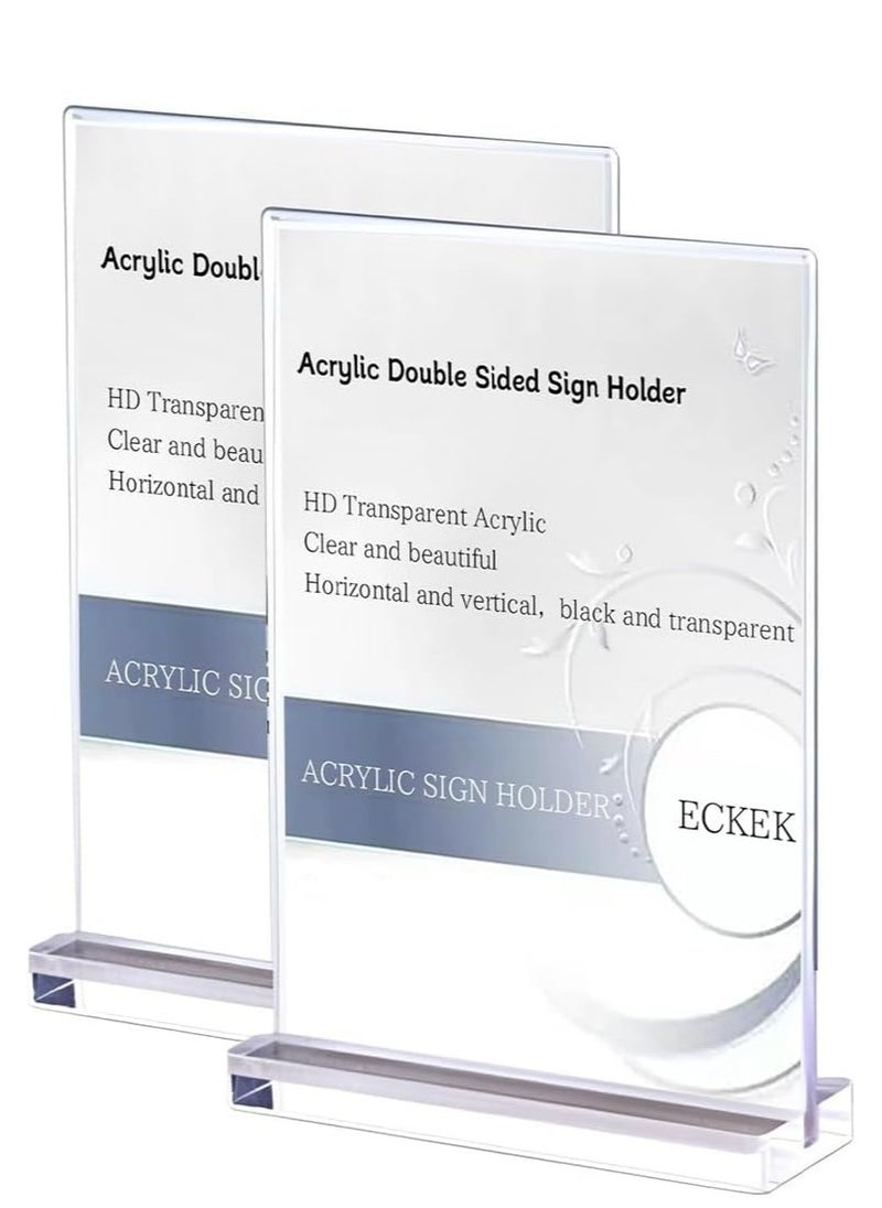 Eckek Eckek  2 Pack Acrylic Sign Holder Menu Displays Double Sided Sign Stand A4/A5/A6 Clear  - Image 1