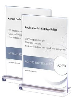 Eckek Eckek  2 Pack Acrylic Sign Holder Menu Displays Double Sided Sign Stand A4/A5/A6 Clear  - Image 1