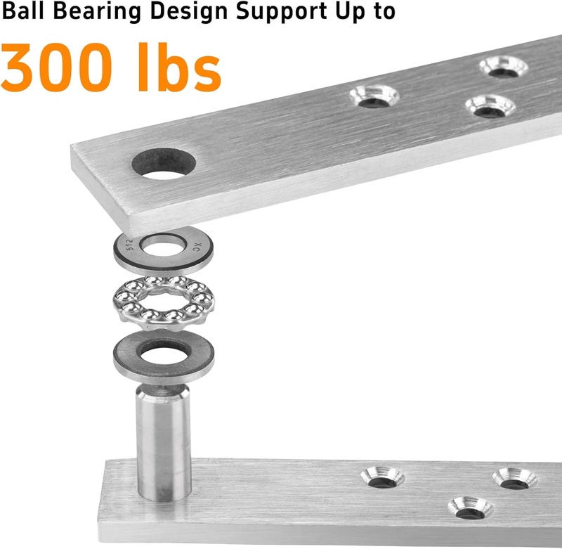 HBL ' Pivot Hinge Heavy Duty Hidden Door Hinge for Wooden Secret Door, Stainless Steel and 300LBS Load Pivot Door Hardware for Bookcase/Bookshelf with 360 Degree Rotation. - Image 3