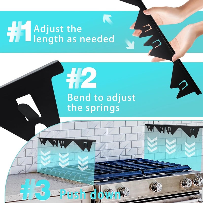 ALMCALS Stove Gap Covers Stainless Steel, 2 Pack Stove Gap Filler Easy Retractable Length 13.8" to 27.5", Width 0.79" Stove Gap Guards Range Trim Kit, Heat Resistant Guard Between Stove Top & Counter Easy hand assemble compatible - Image 4