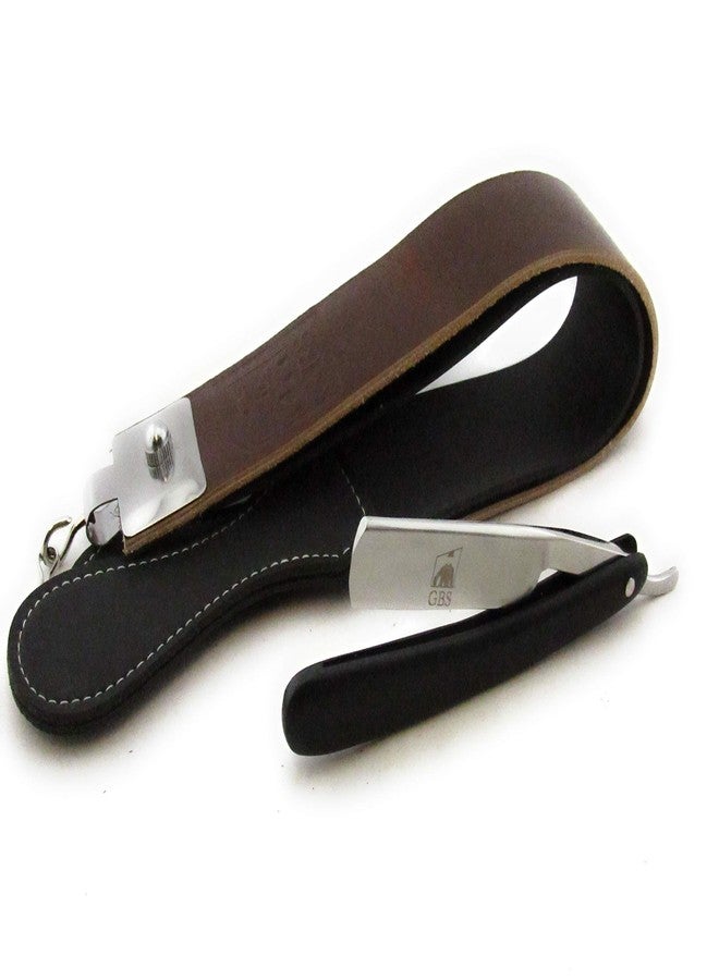 G.B.S Black Wood Finish Scales 5/8in Straight Razor, Shaving Razor with Black Wooden Handle, Includes Sharpening Strop, Paste and Stainless Steel - Image 2