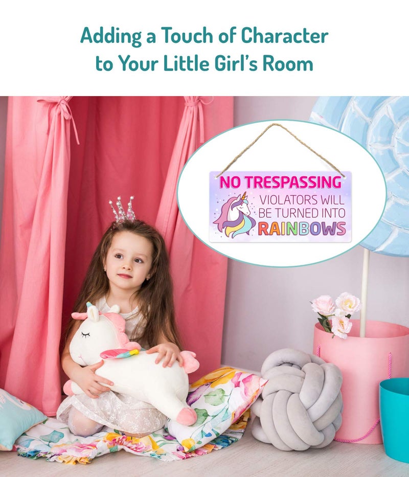 Fun-Plus Unicorn Decor for Girls Room, Decorations For Bedroom, 12″x6″ PVC Plastic Decoration Hanging Sign, High Precision Printing, Water Proof - Image 5