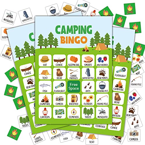 Disfuco Camping Bingo Game 24 Player Outdoor Activity for School Parties Birthdays and Nature Parties - Image 1