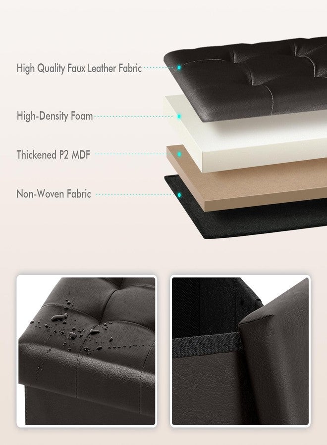 B FSOBEIIALEO Folding Storage Ottoman Cube Footrest Faux Leather for Living Room Seat Chest Brown 12.6"X12.6"X12.6" - Image 3