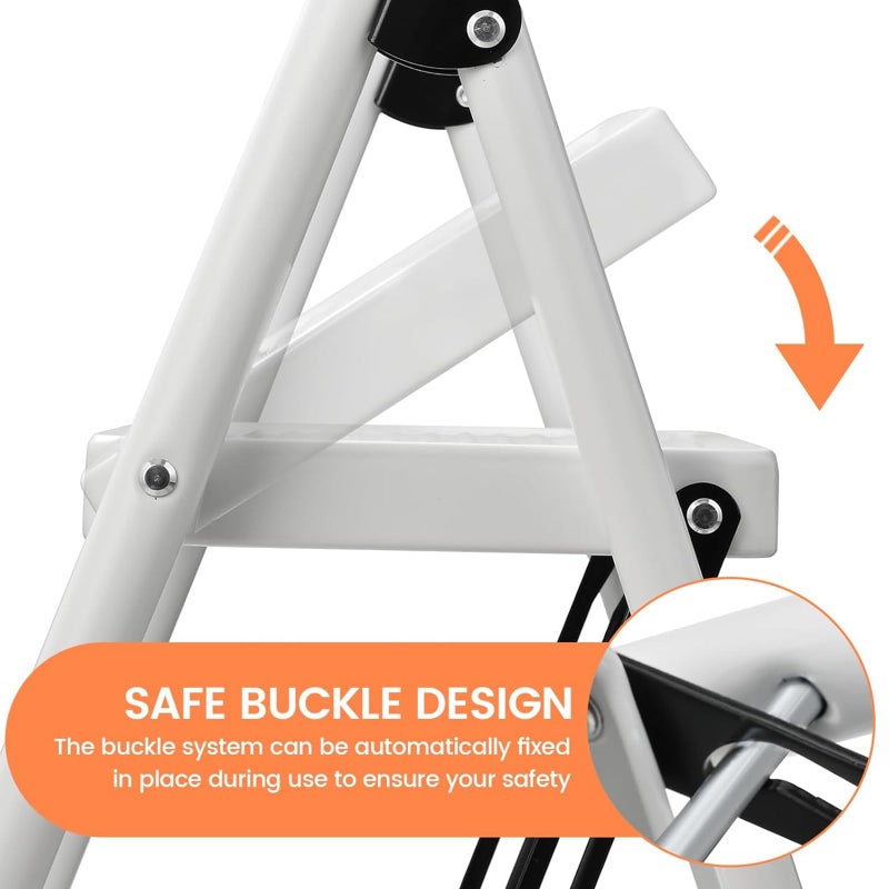 ASPERLAD Step Stool for Adults,2 Step Ladder Folding 330lbs Anti Slip Step Stool,Foldable Ergonomic 2 Steel Stool with Wide Pedal for Home, Kitchen, Office (White) - Image 3