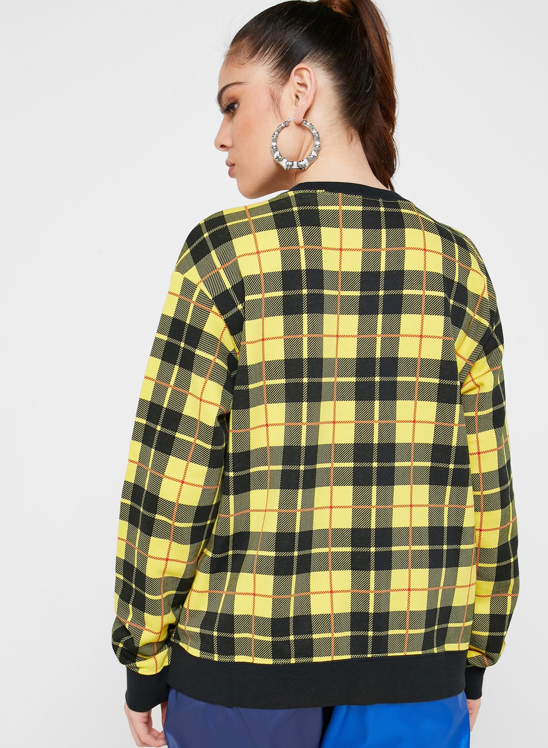 nike yellow plaid sweatshirt