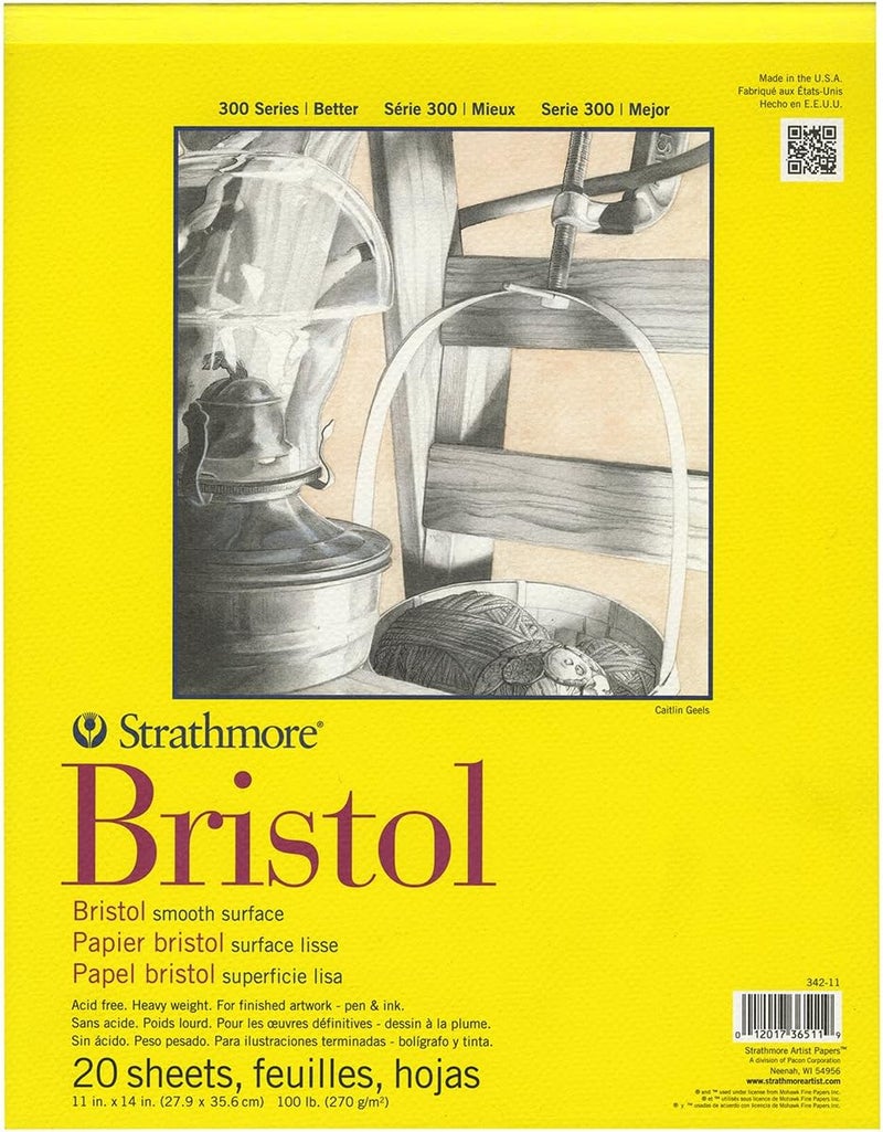 Strathmore 300 Series Bristol Smooth Paper Pad - 20 Sheets, 270 GSM, Acid Free for Final Artwork - Image 1