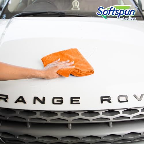 SOFTSPUN MICROFIBER CAR CLEANING,DETAILING & POLISHING CLOTH - 40x60 CMS - ORANGE (3) - Image 4