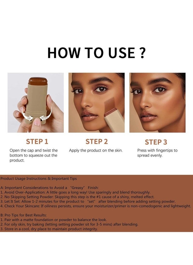 lakerain Beauty Balm Serum Boosted Skin Tint, Solid Tinted Moisturizing Serum Foundation Stick, Buildable Medium-to-Full Coverage Contour Stick for Face Makeup  - Image 4
