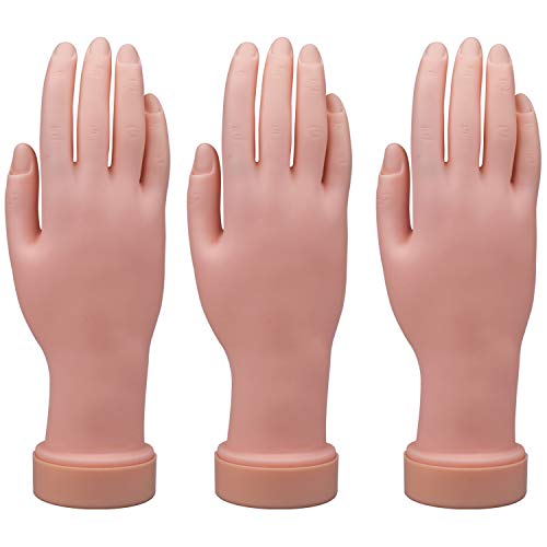Hedume 3 Pack Practice Hand, Nail Trainning Practice Hand, Fake Hand for Nails Practice, Flexible Movable Fake Hand Manicure Practice Tool for Nail Art Training - Image 1