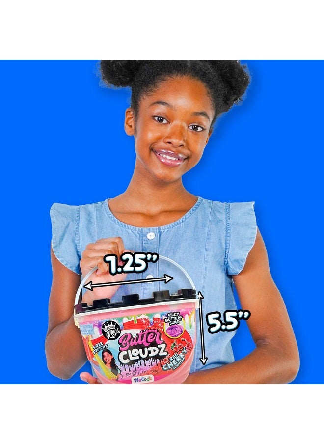 COMPOUND Kings - Fluffy Butter Cloudz Compound Bucket For Girls & Boys Sensory Toys Nontoxic & Nonsticky Stress Relieving Tactile (Red Cherry) - Image 1