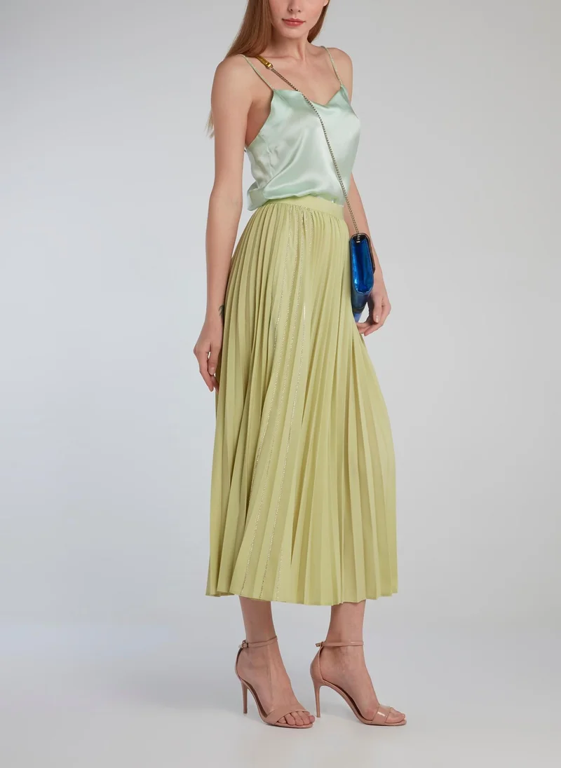 Anouki Mint Crystal Studded Silk Cami Top