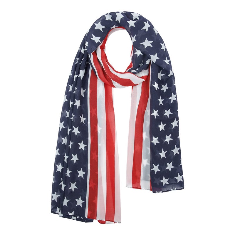 E-Clover Scarfs for Women American Flag Scarf Patriotic Scarves Beach Wraps for Summer Fall USA 4th of July Gifts - Image 1