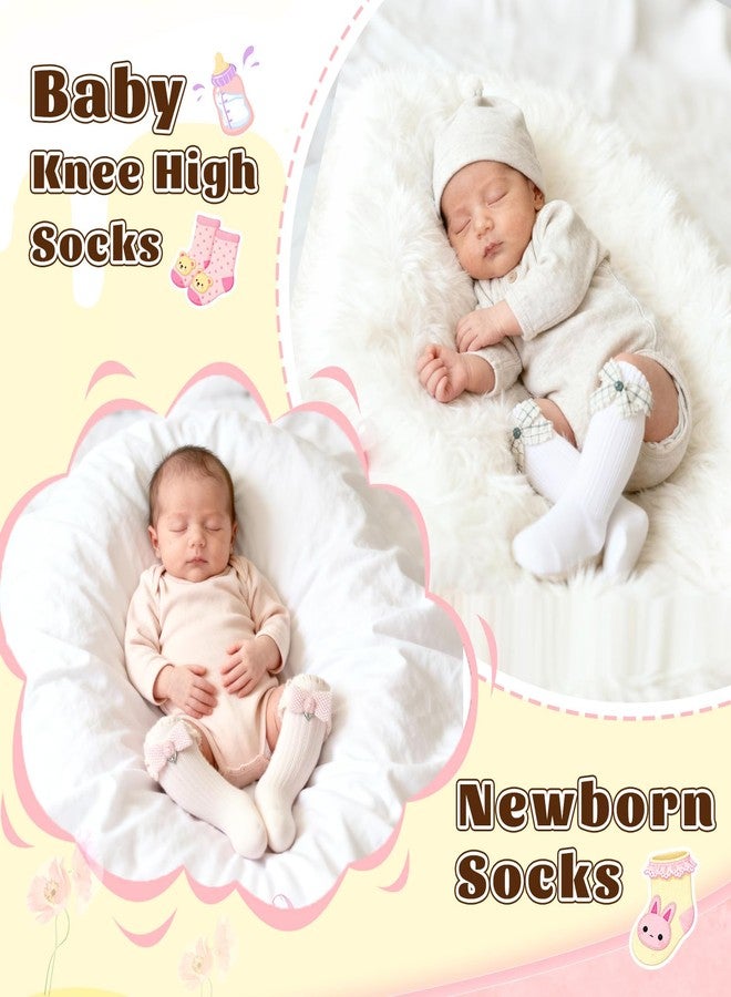 Earssa 5 Pairs Baby Girl Knee High Socks Preemie Newborn Baby Long Baby Stockings for Girls Boys Infant Toddler,0-12 Months - Image 4