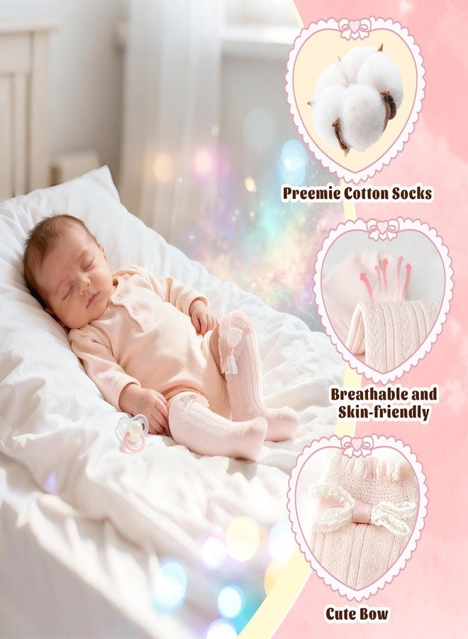 Earssa 5 Pairs Baby Girl Knee High Socks Preemie Newborn Baby Long Baby Stockings for Girls Boys Infant Toddler,0-12 Months - Image 3