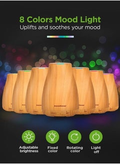 InnoGear Essential Oil Diffuser, Upgraded Diffusers for Essential Oils Aromatherapy Diffuser Cool Mist Humidifier with 7 Colors Lights 2 Mist Mode Waterless Auto Off for Home Office Room, Yellow 