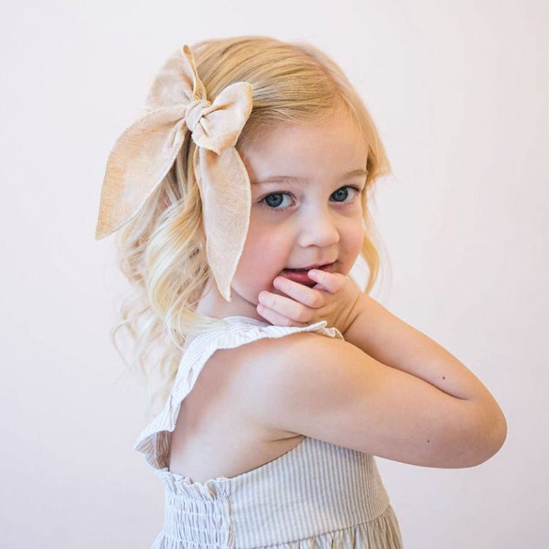 Niceye Fable Girls Hair Bows Cotton Linen Alligator Hair Clips or Little Girls Toddlers Kids Neutral Handmade Hair Accessories 55 bow - Image 2
