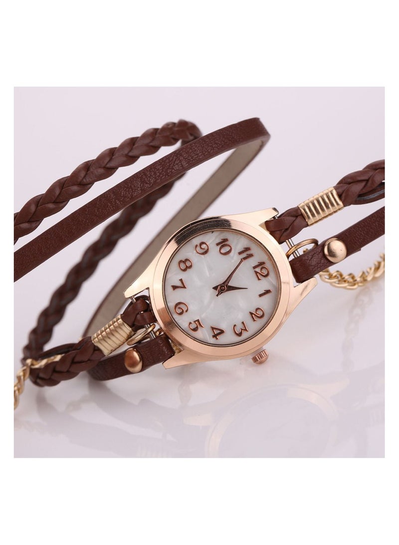 SYOSI Women Watches, Vintage Bohemia Multi-Layer Weave Wrap Leather Wristwatch Analog Quartz Bracelet Watch, Fashion Handwoven Fashion Watches Quartz Watches - Image 1