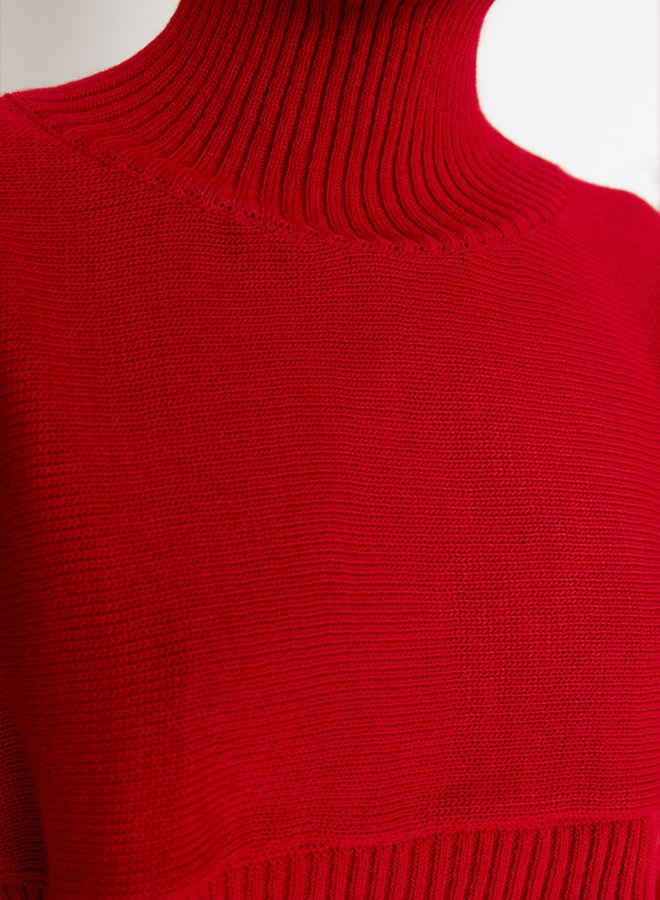 trendyol Red Super Crop Basic Knitwear Sweater - Image 4