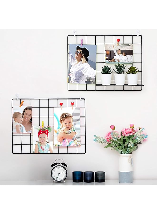 إيروريكس مجموعة صور ولوحات شبكة حائط سلكية سوداء مغناطيسية وشبكة معدنية منظم شبكة حائط لوحة سلكية معلقة ديكور المنزل والمكتب والمطبخ - Image 1