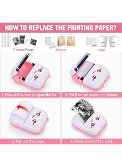 DMG TECH Portable Bluetooth Thermal Printer With 5 Rolls Printing Paper For Ios Android Smartphone Pink  - Image 4